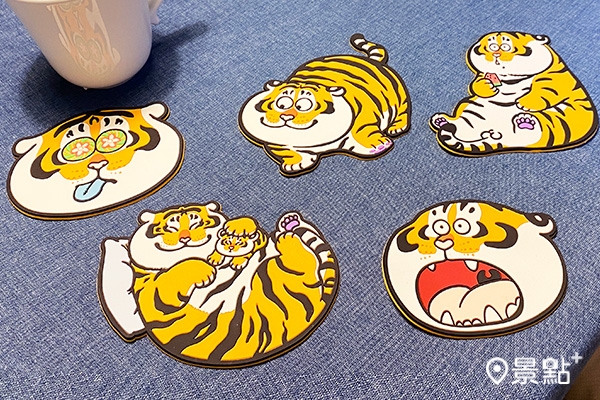 矽膠杯墊共有胖虎好奇款、張嘴款、吃西瓜款、迷幻款、星空睡覺款,每款售價129元。 矽膠杯墊共有胖虎好奇款、張嘴款、吃西瓜款、迷幻款、星空睡覺款,每款售價129元。