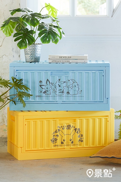 側開摺疊貨櫃箱-淺黃/淺藍，個售價899元。（圖／HOLA）