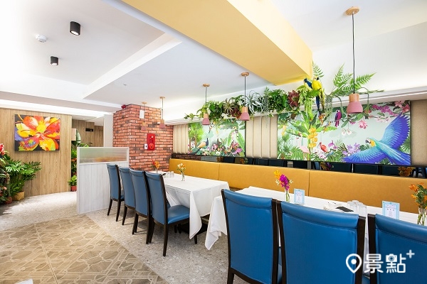 店內布置質樸溫馨,星馬特色壁畫搭配植栽造景,充滿南洋風情 店內布置質樸溫馨,星馬特色壁畫搭配植栽造景,充滿南洋風情