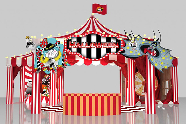 桃園萬聖城裝置藝術「TAOYUAN萬聖小屋」白天版。
