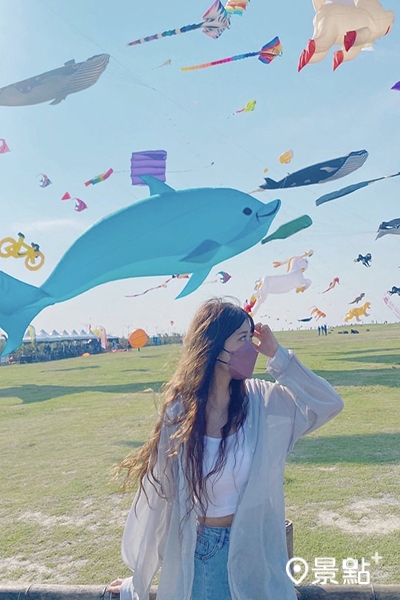 今年最夯的鯨魚海豚空中美照拍不完，讓人期待苗栗風箏節美景再現。（圖／pow_lingling，下同）