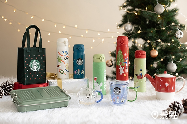 星光派對茶壺、耶誕星意隨行杯袋、童話熊隨身瓶衣套、玩具動員雙層玻璃杯等耶誕新品。