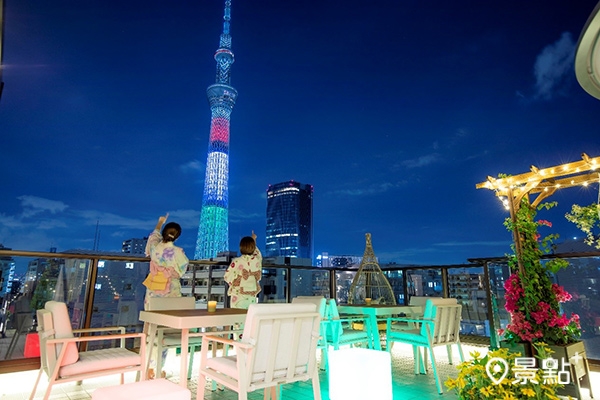 樓頂空中花園露台,提供房客欣賞東京晴空塔的最佳視野。(圖/蒼空酒店 SOLA HOTEL,以下同) 樓頂空中花園露台,提供房客欣賞東京晴空塔的最佳視野。(圖/蒼空酒店 SOLA HOTEL,以下同)