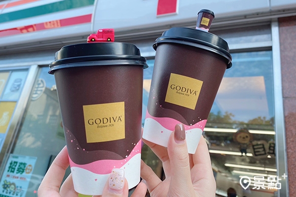 7-ELEVEN自11月30日起,獨家推出「GODIVA喜馬拉雅粉紅鹽熱巧克力」、粉紅小貨車杯塞。 7-ELEVEN自11月30日起,獨家推出「GODIVA喜馬拉雅粉紅鹽熱巧克力」、粉紅小貨車杯塞。